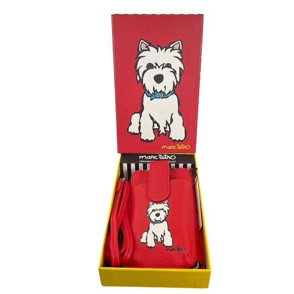 MARC TETRO PHONE CROSSBODY WRISTLET WESTIE RED WHITE TERRIER KAWAII COMES W BOX - Picture 7 of 16